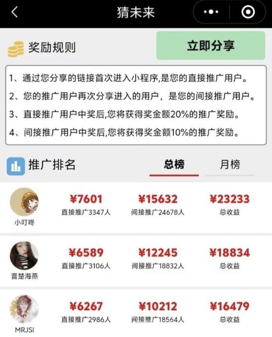 猜未来免费猜奖 奖金最高10万 推广抽佣20% 无门槛提现