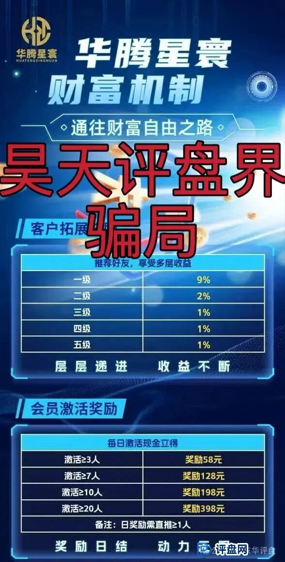 华腾星寰分红类资金盘骗局,单割了2千多名会员,典型的杀猪盘,高度预警,即将崩盘跑路! 华腾星寰分红类资金盘骗局,单割了2千多名会员,典型的杀猪盘,高度预警,即将崩盘跑路!